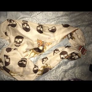 Skull Flames and Roses Scarf headwrap